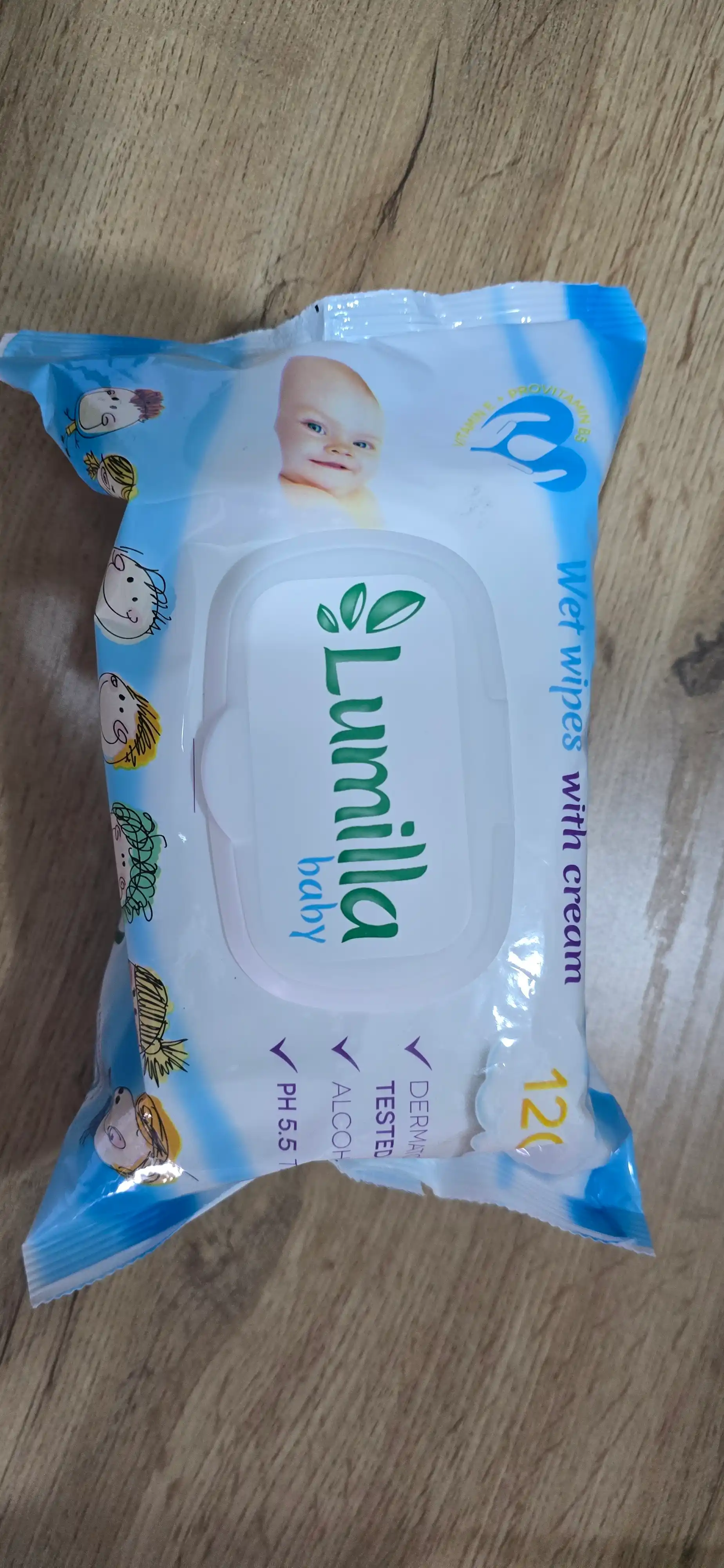 Nam salfetkalar Lumilla baby krem, 120 dona