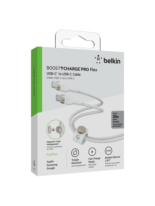 Kabel Belkin Type C to Type C BoostCharge Pro Flex, 60W, 1,2,3 m, mustahkam,tez zaryadlash