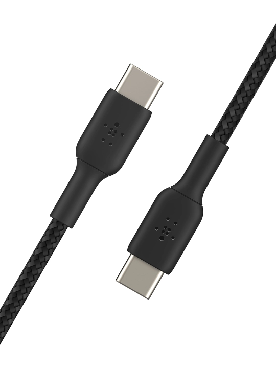 Kabel Belkin Type C to Type C, o‘ralgan, 60W, 1 m, 2 m, tezkor zaryadlash