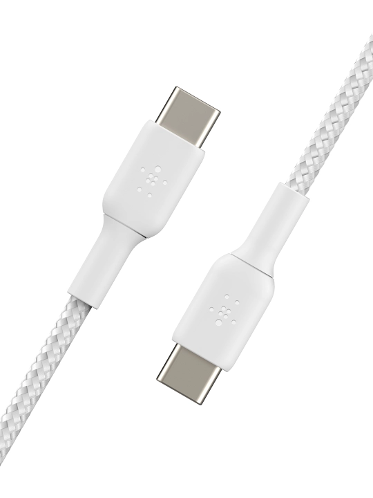 Kabel Belkin Type C to Type C, o‘ralgan, 60W, 1 m, 2 m, tezkor zaryadlash