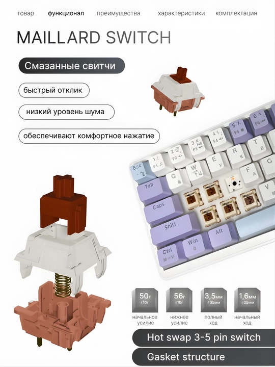 Клавиатура AJAZZ AK690 RGB Проводная USB Механическая Клавиатура для игр и офис, 68 клавиш