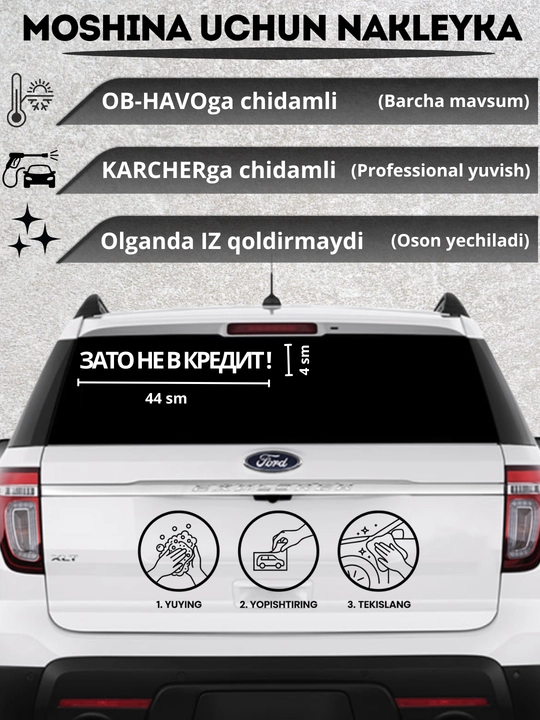 Avtomobil uchun stiker — yozuvlar, belgilar, logotiplar, dekor dizaynlar, suvga chidamli - 