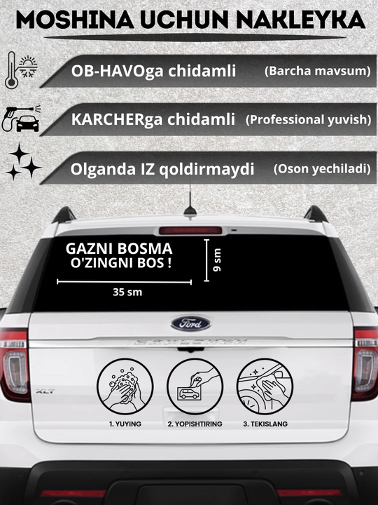 Avtomobil uchun stiker — yozuvlar, belgilar, logotiplar, dekor dizaynlar, suvga chidamli - 