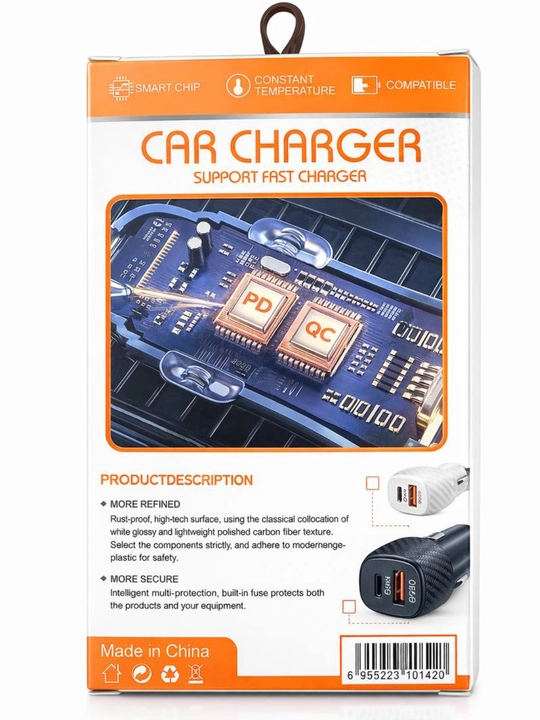 Автомобильное зарядное устройство авто зарядчик для машины T55, USB + Type-C