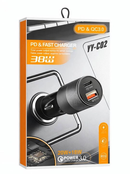 Автомобильное зарядное устройство авто зарядчик для машины T55, USB + Type-C