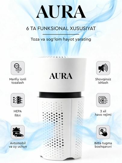 Очиститель воздуха для автомобиля Car Air Purifier AURA M6 — METADRI-M6-ЧЕРН