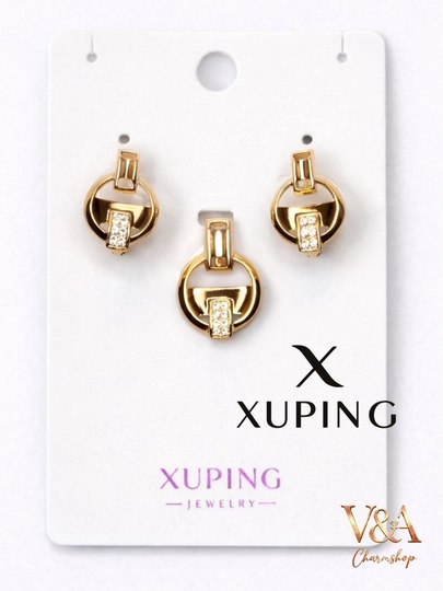 Набор Xuping серьги и кулон — позолоченный, с фианитами, женский комплект — G721K-NABORXUPING1-БЕЛЫЙ