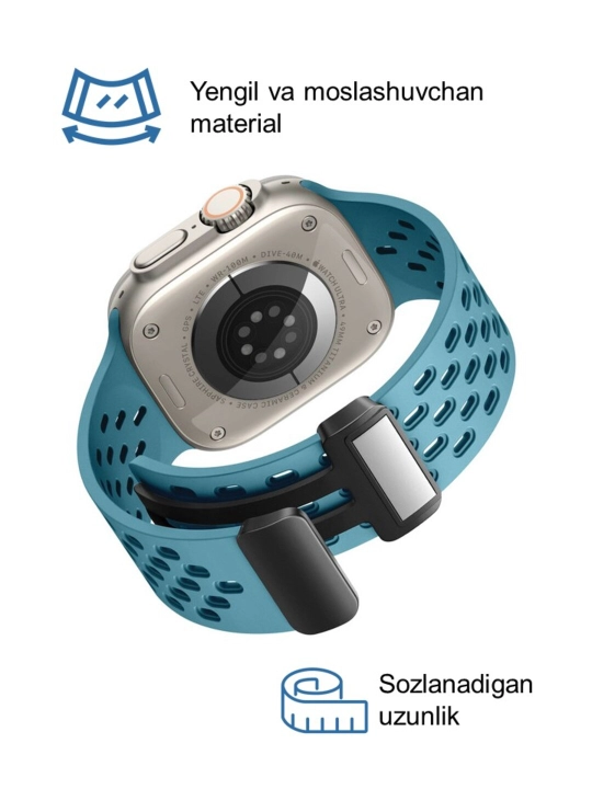 Спортивный силиконовый ремешок, на магнитной основе, для Apple Watch 42, 44, 45, 49 мм