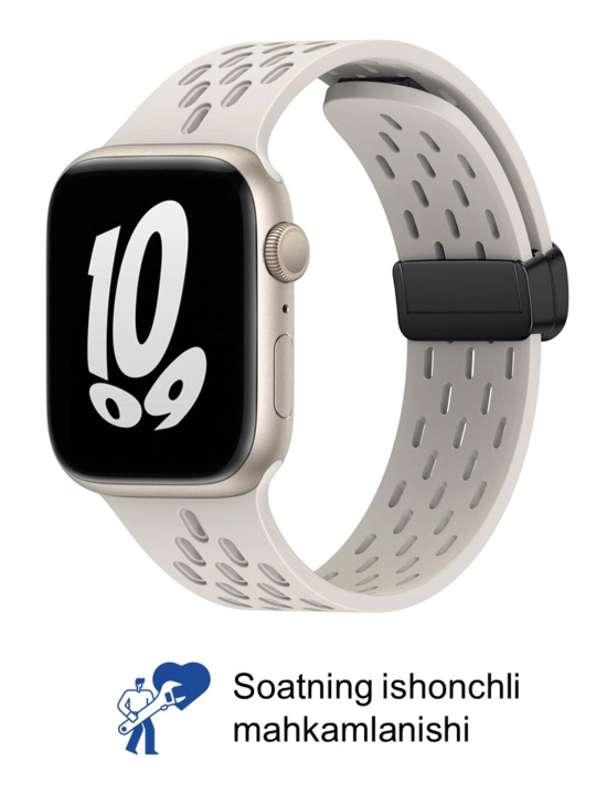 Sport silikon bilaguzuk, magnit asosli, Apple Watch 42, 44, 45, 49 mm uchun - 