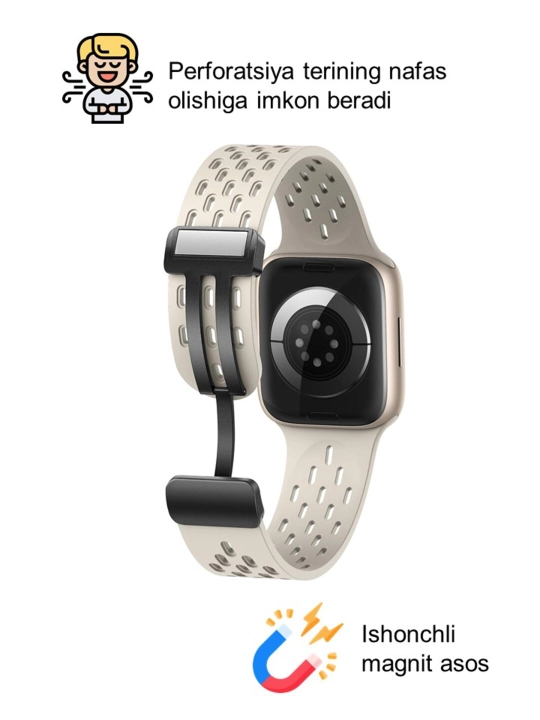 Спортивный силиконовый ремешок, на магнитной основе, для Apple Watch 42, 44, 45, 49 мм