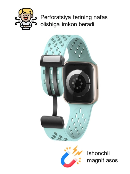 Спортивный силиконовый ремешок, на магнитной основе, для Apple Watch 42, 44, 45, 49 мм