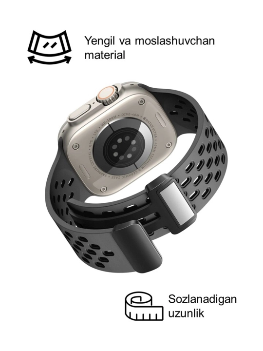 Спортивный силиконовый ремешок, на магнитной основе, для Apple Watch 42, 44, 45, 49 мм