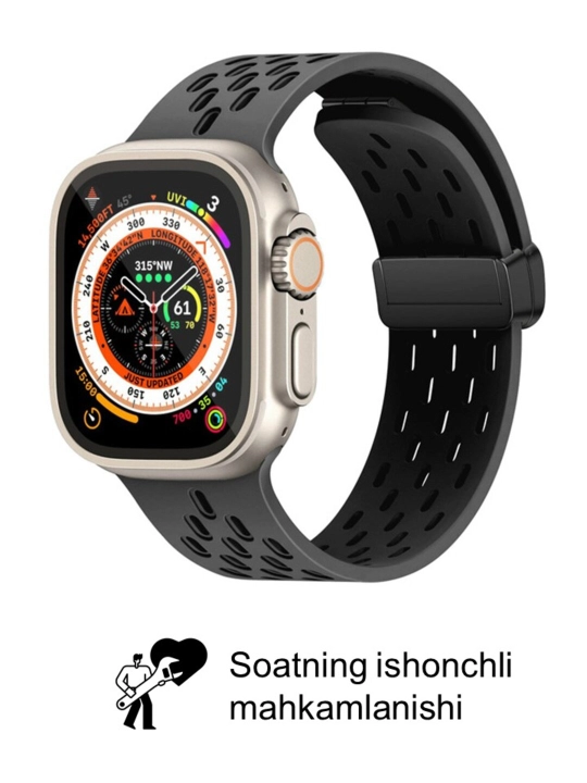 Спортивный силиконовый ремешок, на магнитной основе, для Apple Watch 42, 44, 45, 49 мм - 