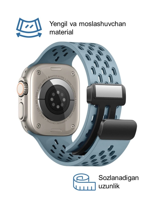 Спортивный силиконовый ремешок, на магнитной основе, для Apple Watch 42, 44, 45, 49 мм