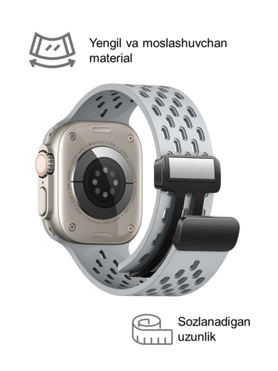 Спортивный силиконовый ремешок, на магнитной основе, для Apple Watch 42, 44, 45, 49 мм