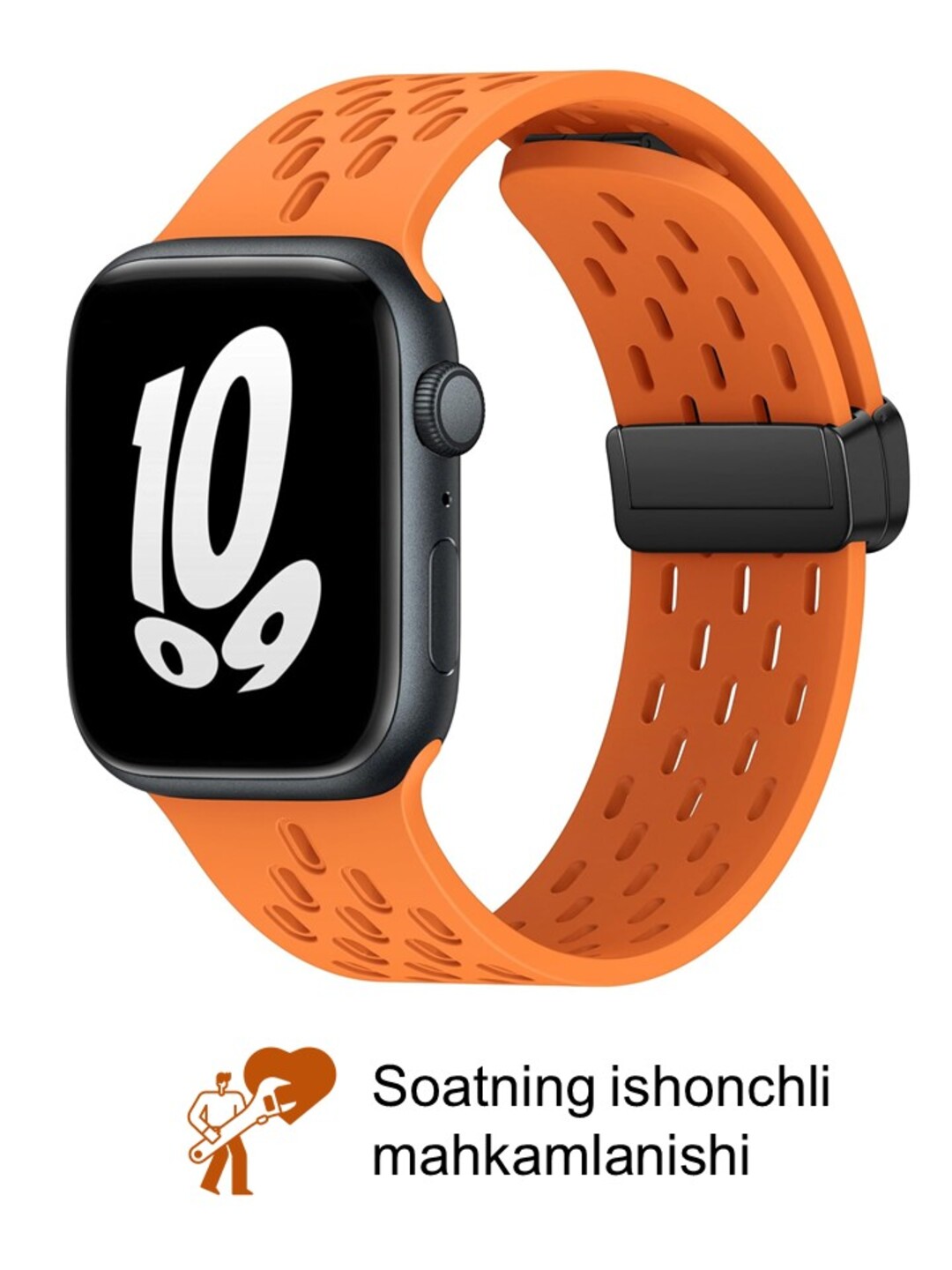 Sport silikon bilaguzuk, magnit asosli, Apple Watch 42, 44, 45, 49 mm uchun - 