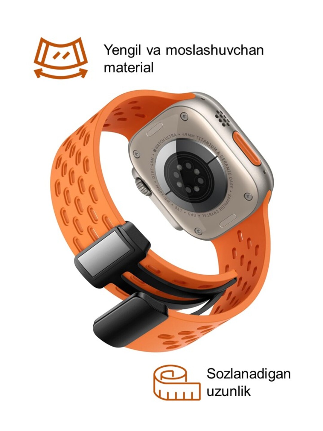 Спортивный силиконовый ремешок, на магнитной основе, для Apple Watch 42, 44, 45, 49 мм