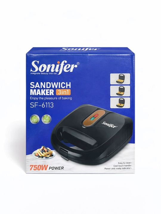 Vafelnitsa, toster, sendvichnitsa, Sonifer SF-6113, 3in1, 750W, qora