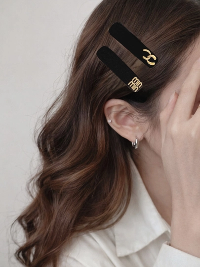 Заколки для волос, 2 в комплекте, MINMIN & CHANEL для женщин и девочек, подарок 20 марта — V977-ZAKOLKII2MINMINSHANEL-ЧЕРН