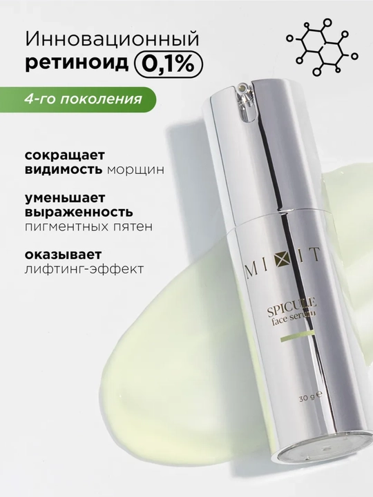 MIXIT сыворотка для лица, омолаживающая, со спикулами и ретинолом, подарочный вид, 30 г