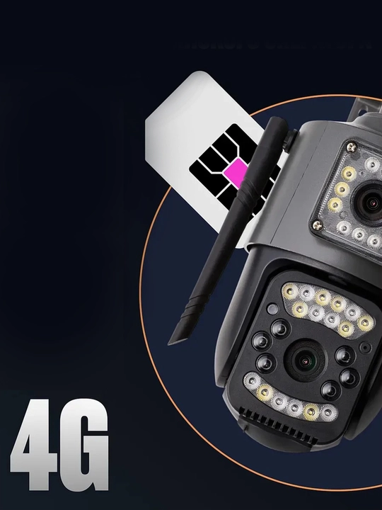 Умная 4K видеокамера уличная 4G , сим карта, Wi-Fi с двойным объективом, 4K, 10X