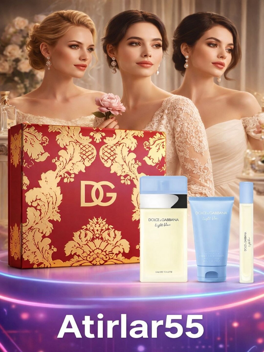 Ароматизированная вода для женщин, набор Dolce & Gabbana Light Blue,ЭДТ100мл+ЭДТ 10мл+крем - 