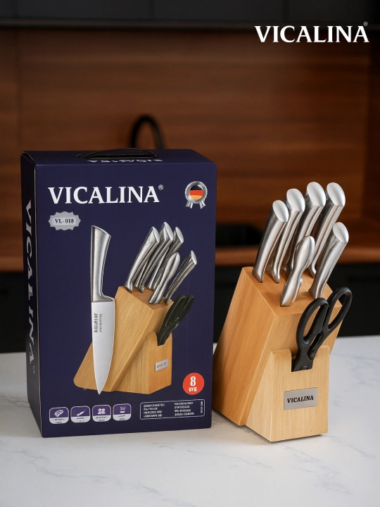Vicalina Набор кухонных ножей на подставке Vicalina, ножи, ножницы, точилка