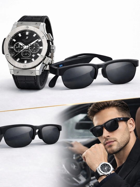 Часы Hublot и умные Bluetooth очки XG89 , мужской подарочный набор - 