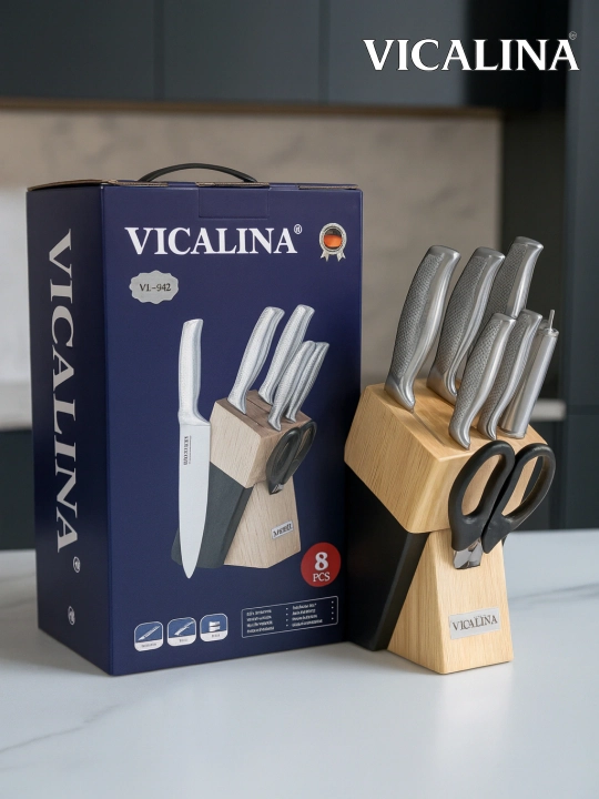Vicalina Набор кухонных ножей на подставке Vicalina, ножи, ножницы, точилка