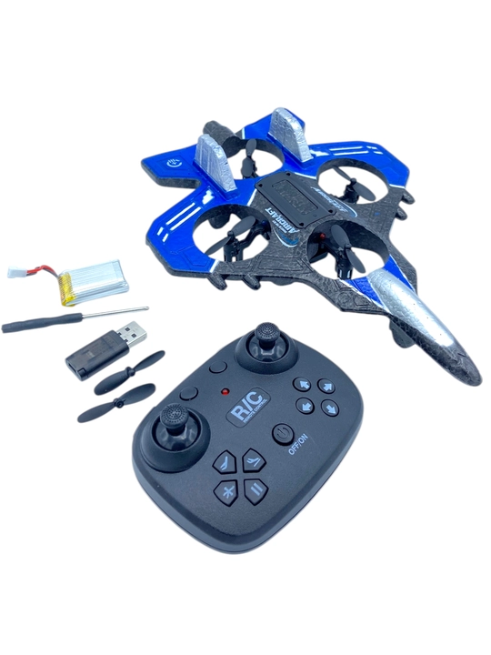 Radio boshqariladigan Fighter dron samolyot, 360° fokus, RGB chiroqli oyinchoq, bolalarga