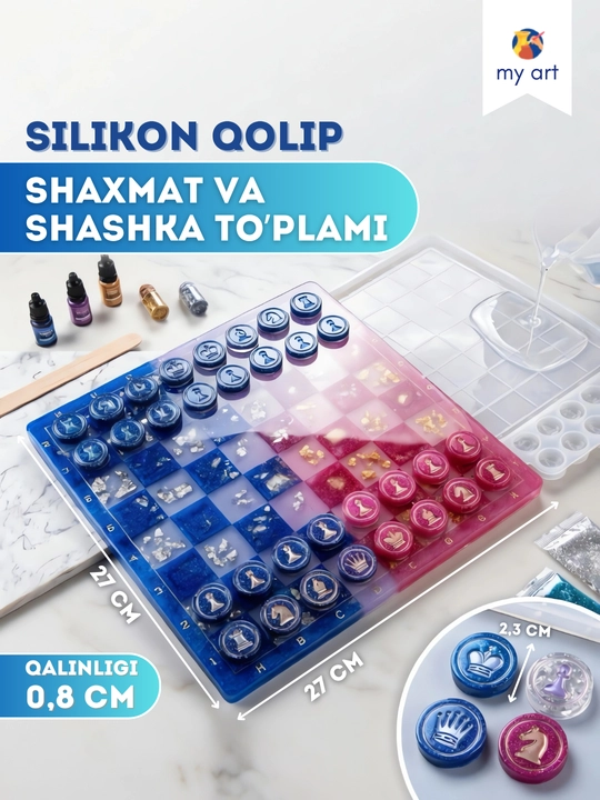 Stol o'yinlari silikon qoliplari, domino qolipi, shaxmat, shashka, shaxmat figuralari