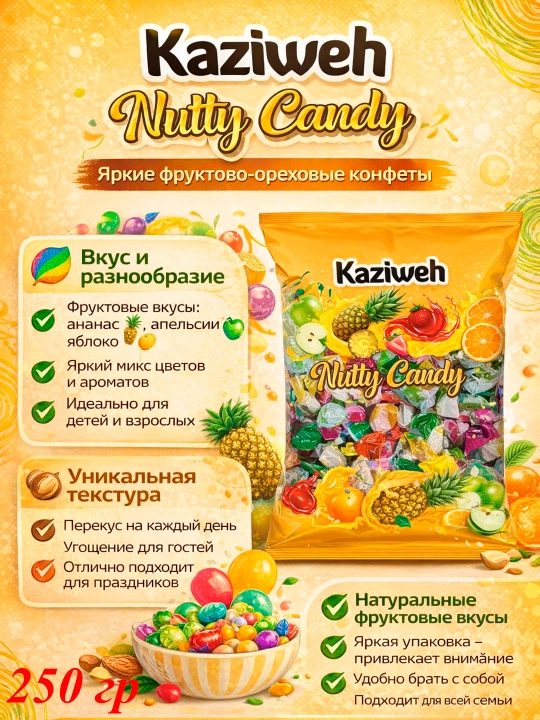 Карамельные конфеты с различными фруктами 200-250 г - 