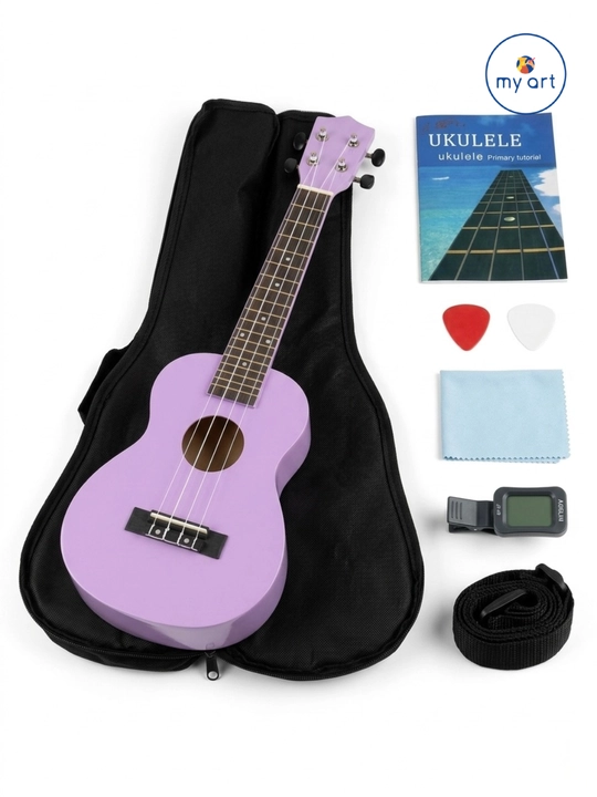 Konsert ukulelesi, 58 sm, musiqa asboblari to‘plami, mini gitara
