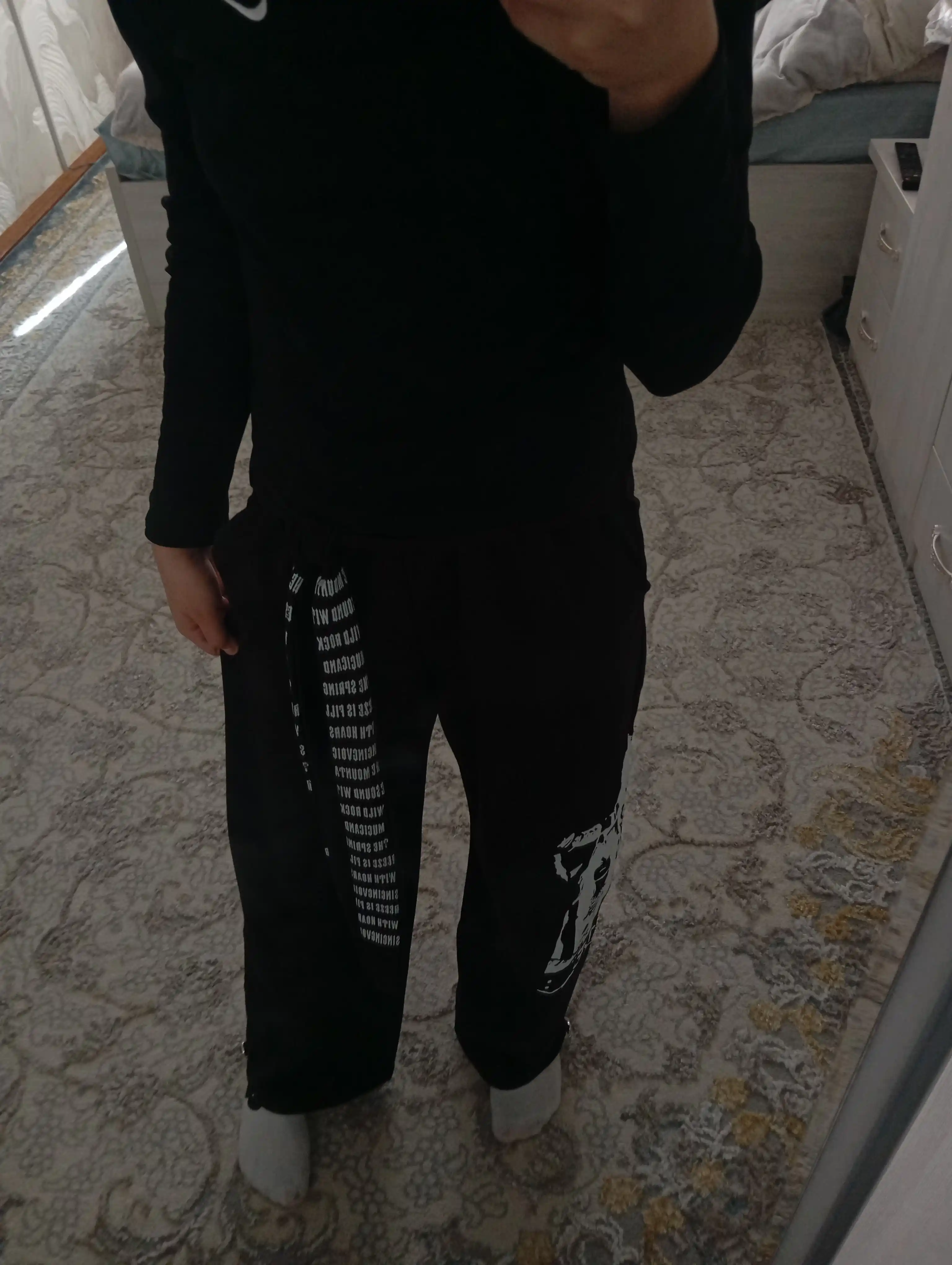 Ayollar yozgi sport shimi, keng oversize shim, yozgi triko