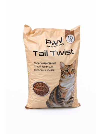 P W полнорационный сухой корм для кошек, 10 кг, Tail Twist