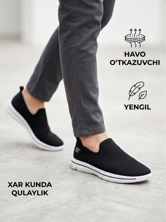 Erkaklar sliponlari yengil, nafas oluvchi, yozgi, har kunlik qulay oyoq kiyim