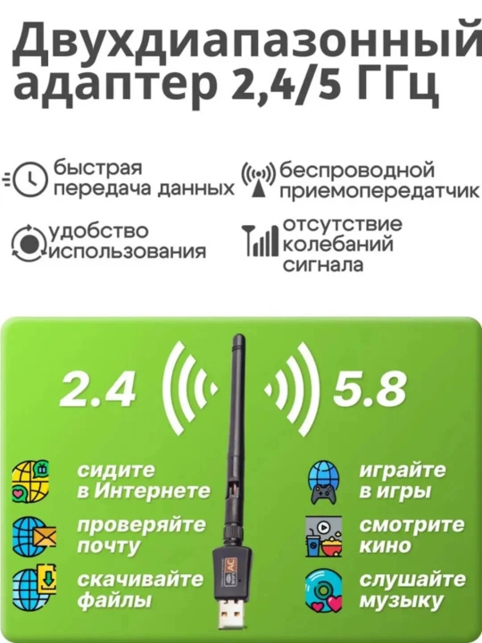 Wi-Fi adapteri USB ALFA Wi-Fi 2,4 GGs va 150 Mbit/s quvvatga ega