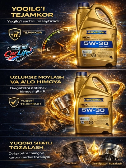 Mator moyi RAVENOL HDX 5W-30 (4 LITR) dexos® 1 Gen 3
