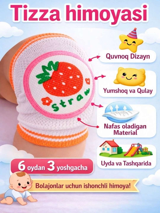 Bolalar uchun tizza himoyasi, emaklash va yurish uchun - 