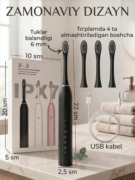 Universal Elektr tish cho'tkasi Sonic Electric Toothbrush X-3