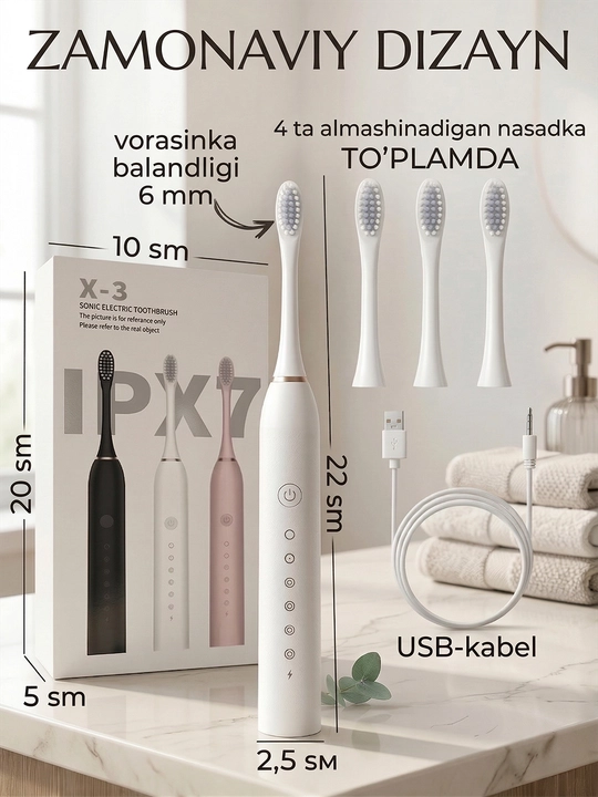 Universal Elektr tish cho'tkasi Sonic Electric Toothbrush X-3