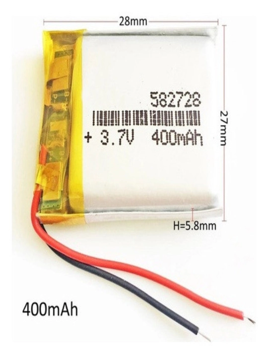 Soat, MP3 pleer va GPS uchun qayta zaryadlanuvchi lityum-polimer batarey 3.7V 400mA 582728