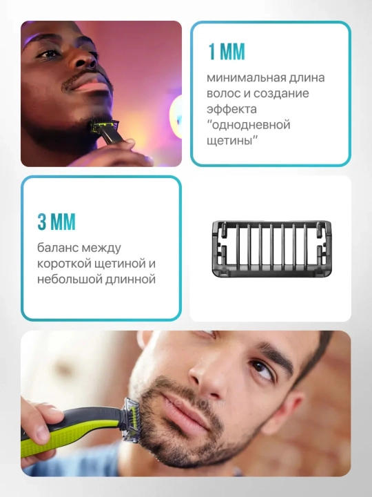 Электробритва Philips OneBlade QP1624: триммер для бороды,для лица, мужская бритва
