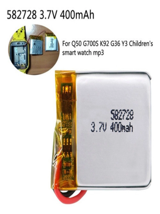 Soat, MP3 pleer va GPS uchun qayta zaryadlanuvchi lityum-polimer batarey 3.7V 400mA 582728