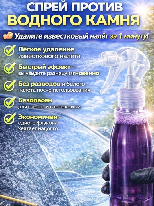 Спрей против водного камня для стекл