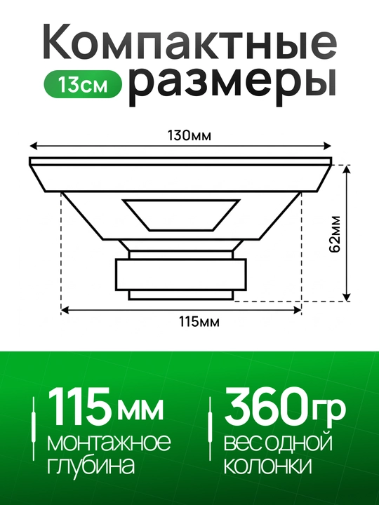 Колонки для авто TANBX TB-T65/55/45 MAX (10, 13, 16 см), динамики в двери и торпеду, 2 шт