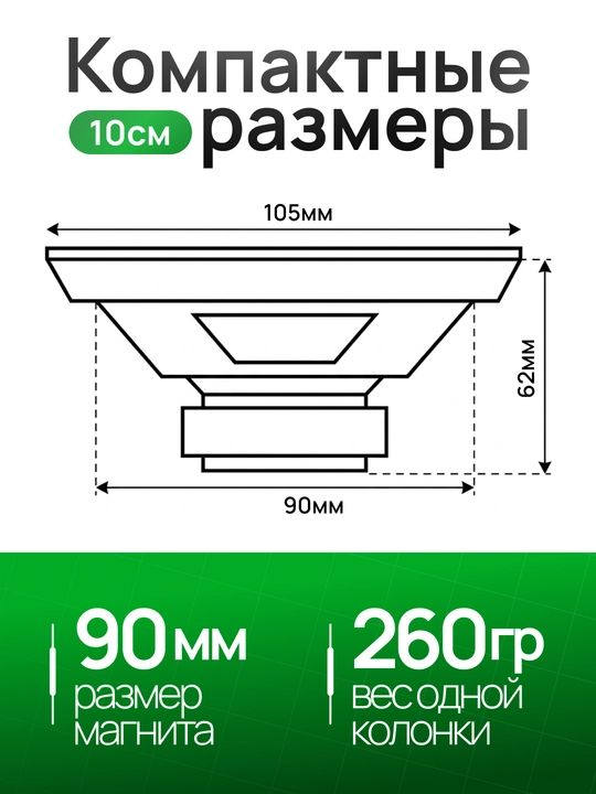 Колонки для авто TANBX TB-T65/55/45 MAX (10, 13, 16 см), динамики в двери и торпеду, 2 шт