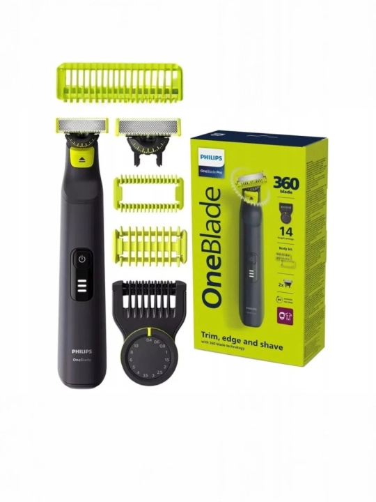 Триммер Philips OneBlade Pro 360 QP6542/15: для лица и тела, 90 мин работы, LED дисплей