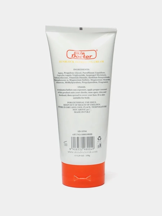 SPF 80 quyoshdan himoya kremi Skin Doctor, yuz va tana uchun,suvga chidamli,UVA/UVB 150 g
