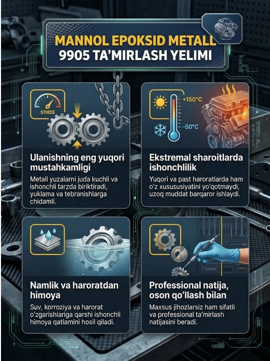 Клей двухкомпонентный для металла MANNOL 9905 Epoxy-Metal холодная сварка, 30 г